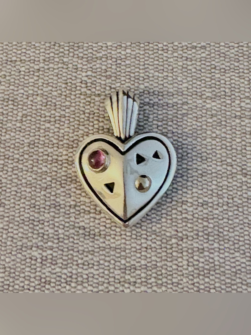 John Atencio 925 Sterling Silver and 18K Heart Pendant with Amethyst - Picture 11 of 11